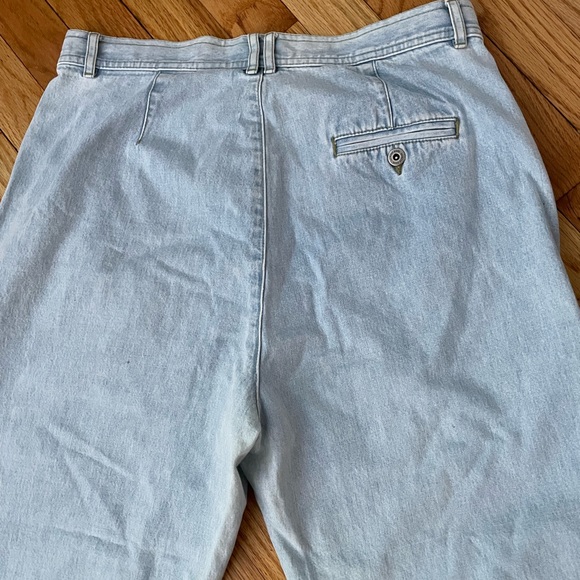 Vintage Aged Denim High Waist Mom Baggy Pinstripe Tomboy Boyfriend Edgy culottes - Picture 6 of 7